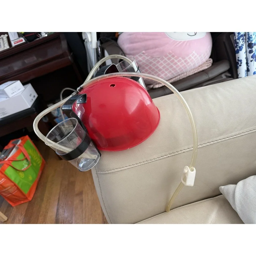 Red Beer Soda Straw Helmet  By Spencer Gifts